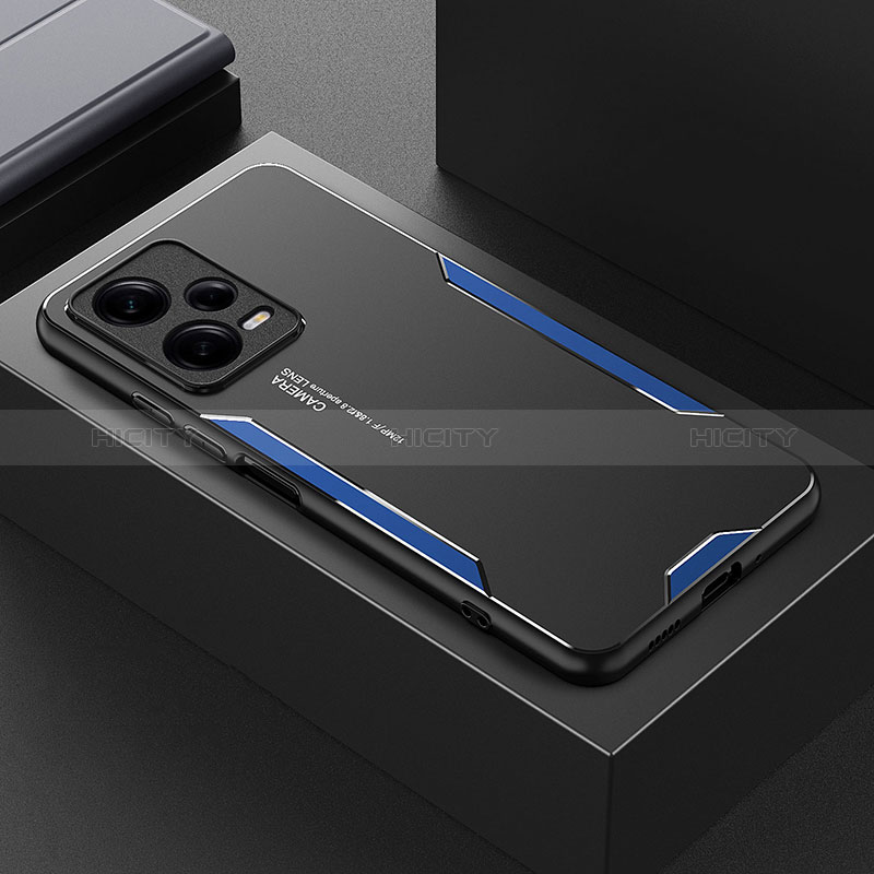 Custodia Lusso Alluminio e Silicone Laterale Cover JL2 per Xiaomi Redmi Note 12 Pro+ Plus 5G Blu