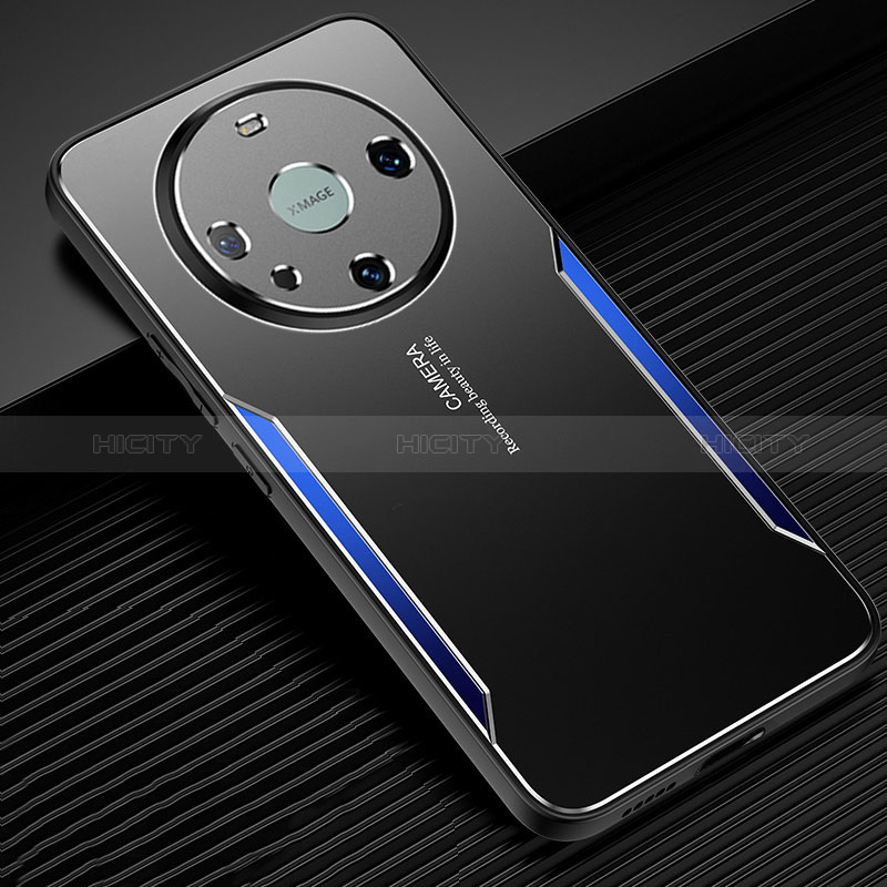 Custodia Lusso Alluminio e Silicone Laterale Cover PB1 per Huawei Mate 60 Pro Blu