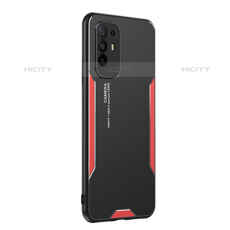 Custodia Lusso Alluminio e Silicone Laterale Cover PB1 per Oppo A95 5G Rosso