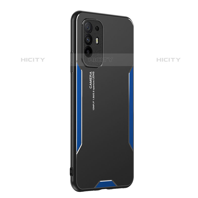 Custodia Lusso Alluminio e Silicone Laterale Cover PB1 per Oppo F19 Pro+ Plus 5G Blu