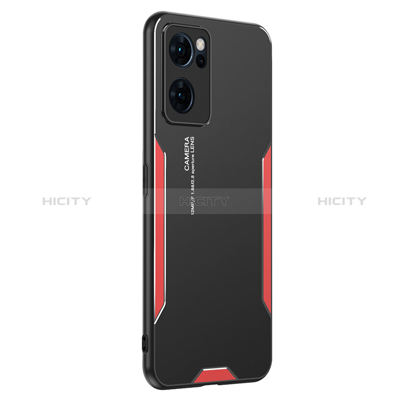 Custodia Lusso Alluminio e Silicone Laterale Cover PB1 per Oppo Find X5 Lite 5G Rosso