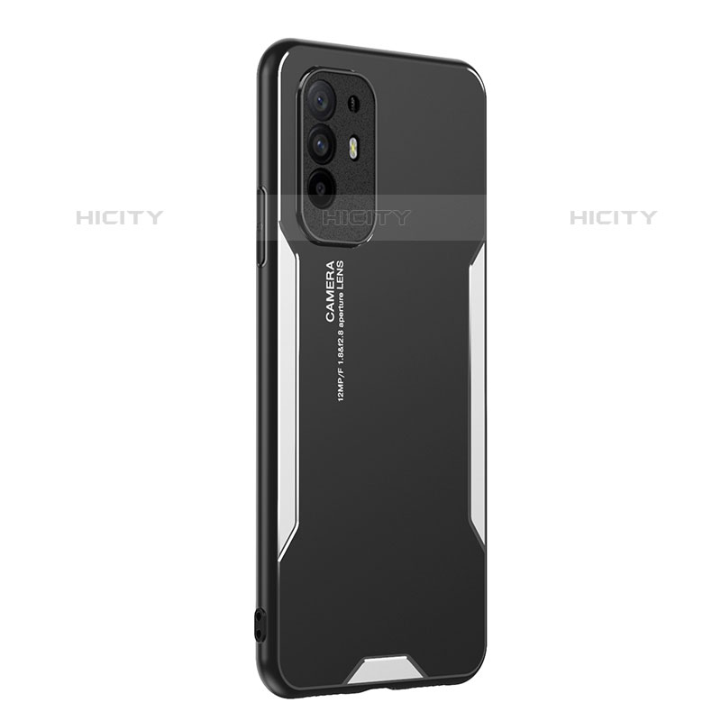 Custodia Lusso Alluminio e Silicone Laterale Cover PB1 per Oppo Reno5 Z 5G Argento