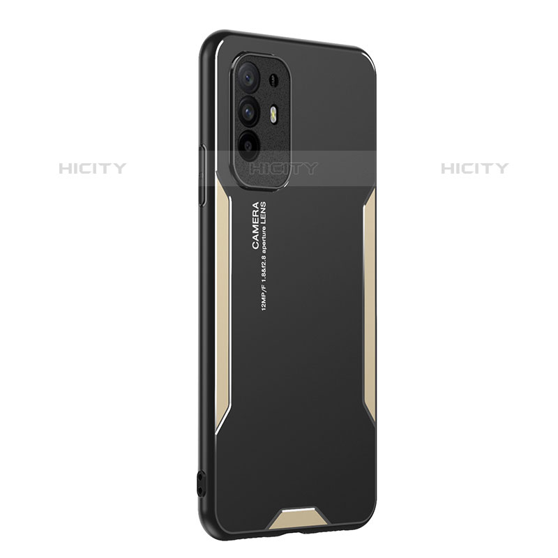 Custodia Lusso Alluminio e Silicone Laterale Cover PB1 per Oppo Reno5 Z 5G Oro