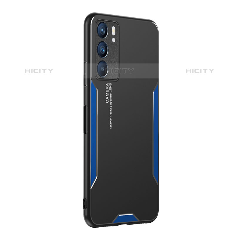 Custodia Lusso Alluminio e Silicone Laterale Cover PB1 per Oppo Reno6 5G Blu