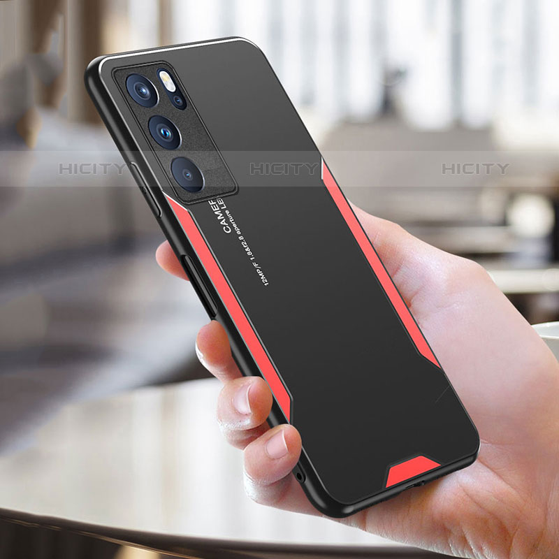 Custodia Lusso Alluminio e Silicone Laterale Cover PB1 per Oppo Reno6 Pro 5G India