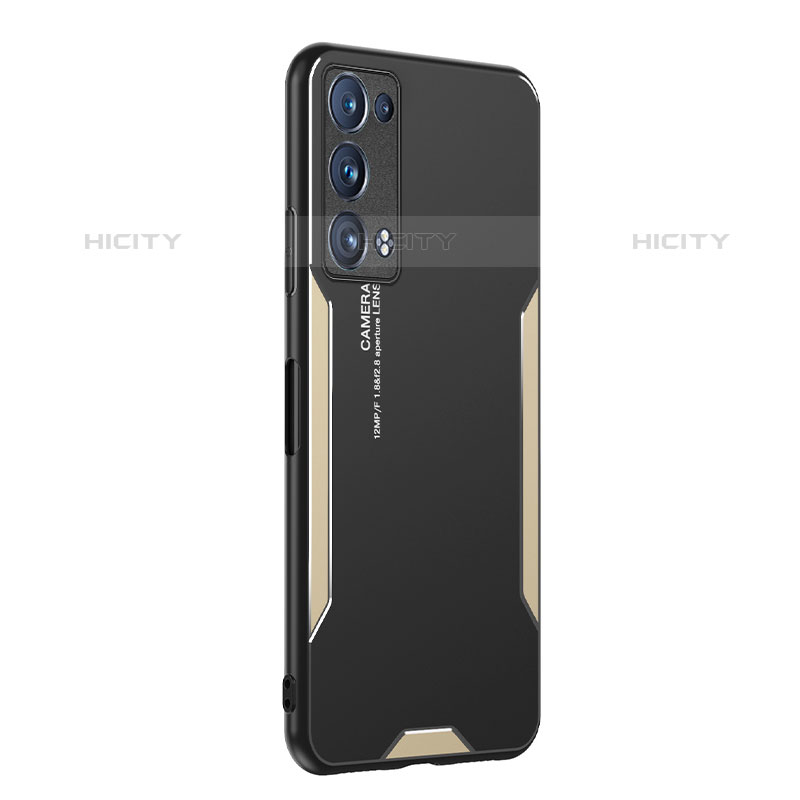 Custodia Lusso Alluminio e Silicone Laterale Cover PB1 per Oppo Reno6 Pro 5G Oro