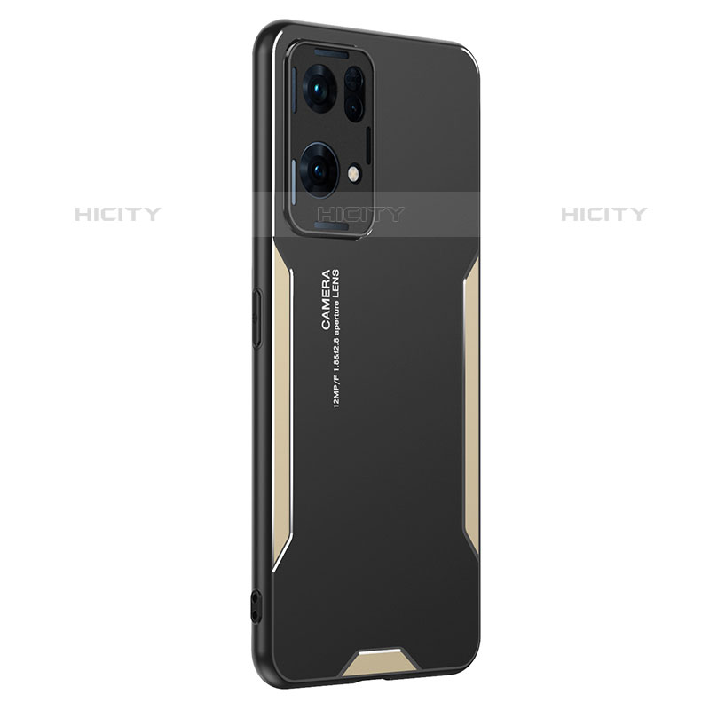 Custodia Lusso Alluminio e Silicone Laterale Cover PB1 per Oppo Reno7 Pro 5G Oro