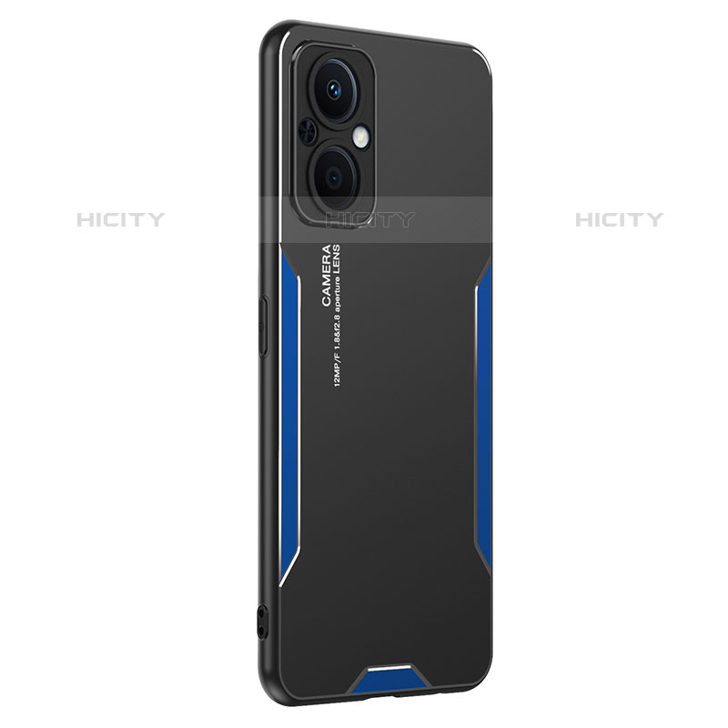 Custodia Lusso Alluminio e Silicone Laterale Cover PB1 per Oppo Reno7 Z 5G Blu