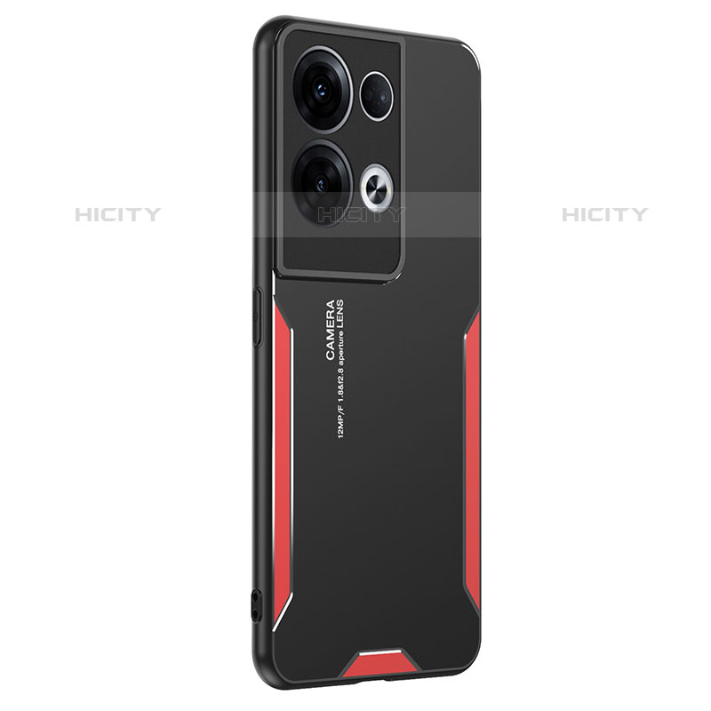 Custodia Lusso Alluminio e Silicone Laterale Cover PB1 per Oppo Reno8 Pro 5G Rosso