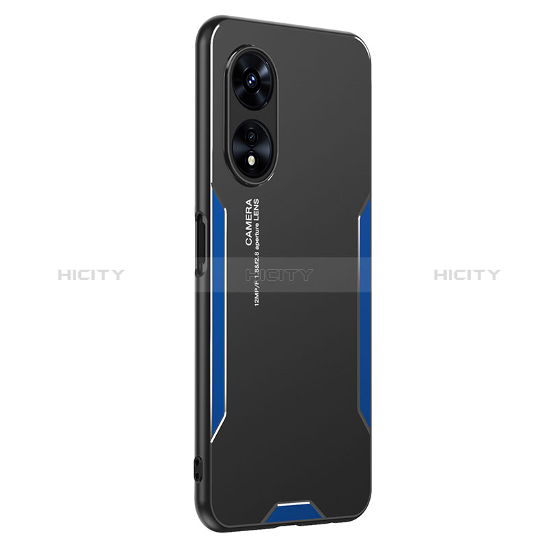 Custodia Lusso Alluminio e Silicone Laterale Cover PB1 per Oppo Reno8 T 5G Blu