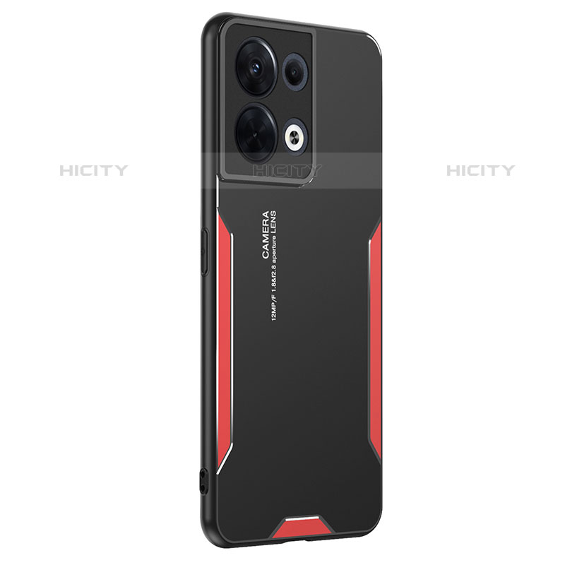 Custodia Lusso Alluminio e Silicone Laterale Cover PB1 per Oppo Reno9 Pro 5G Rosso