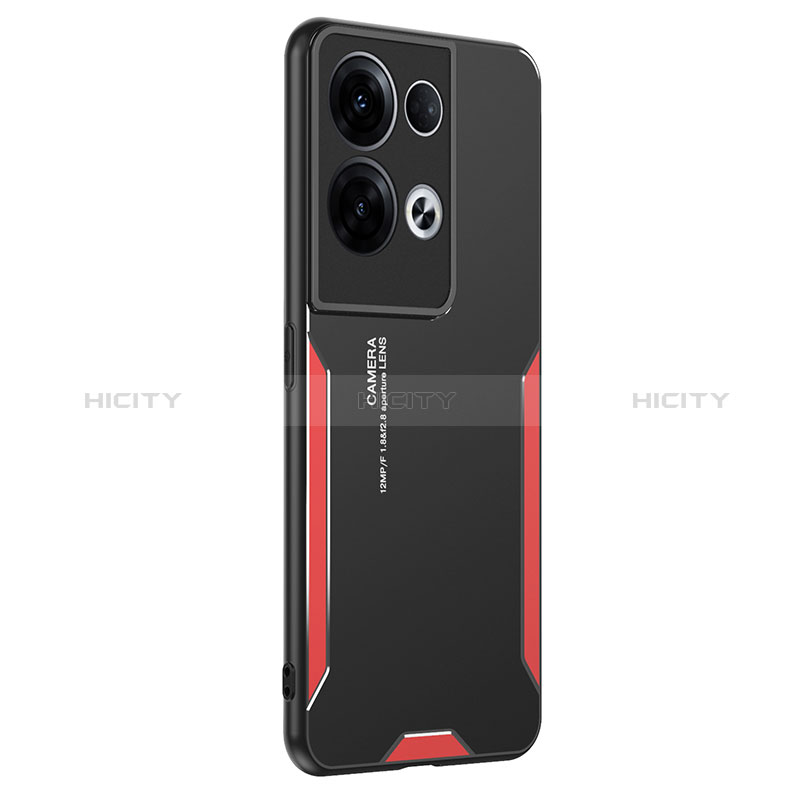 Custodia Lusso Alluminio e Silicone Laterale Cover PB1 per Oppo Reno9 Pro+ Plus 5G Rosso