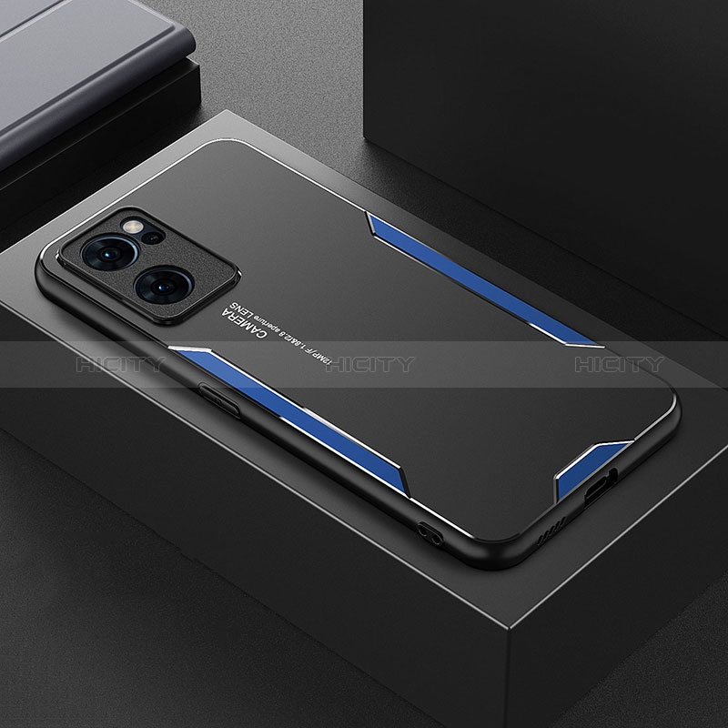 Custodia Lusso Alluminio e Silicone Laterale Cover per OnePlus Nord CE 2 5G Blu