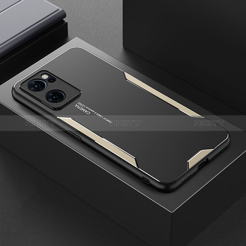 Custodia Lusso Alluminio e Silicone Laterale Cover per OnePlus Nord CE 2 5G Oro