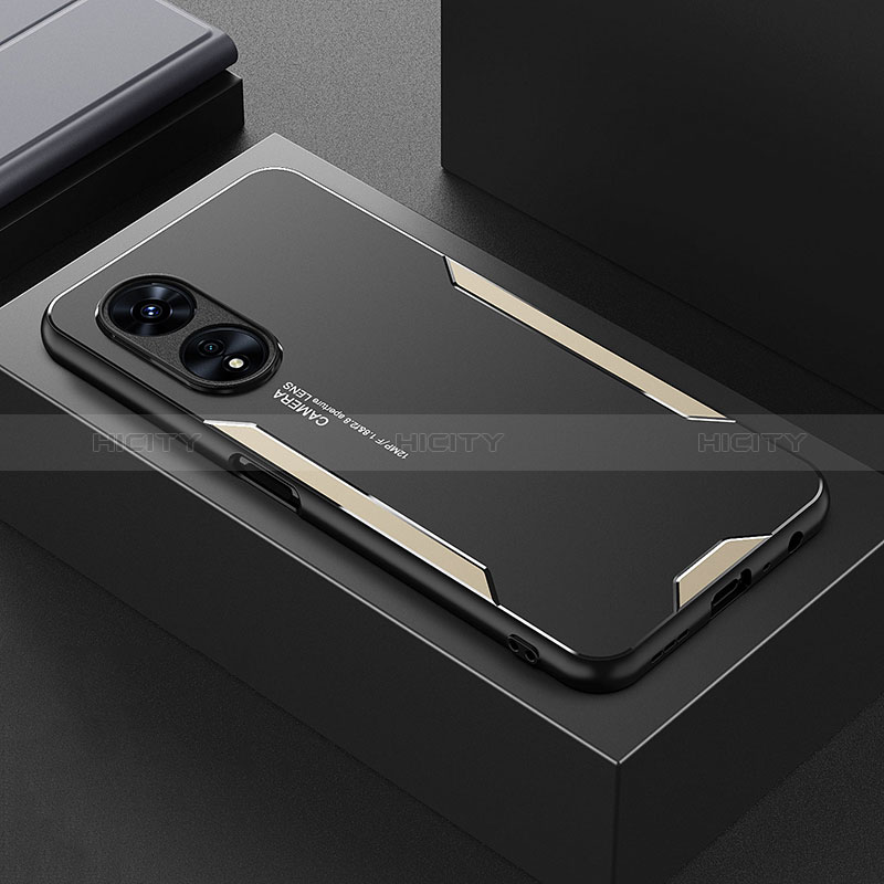 Custodia Lusso Alluminio e Silicone Laterale Cover per Oppo A1 Pro 5G Oro