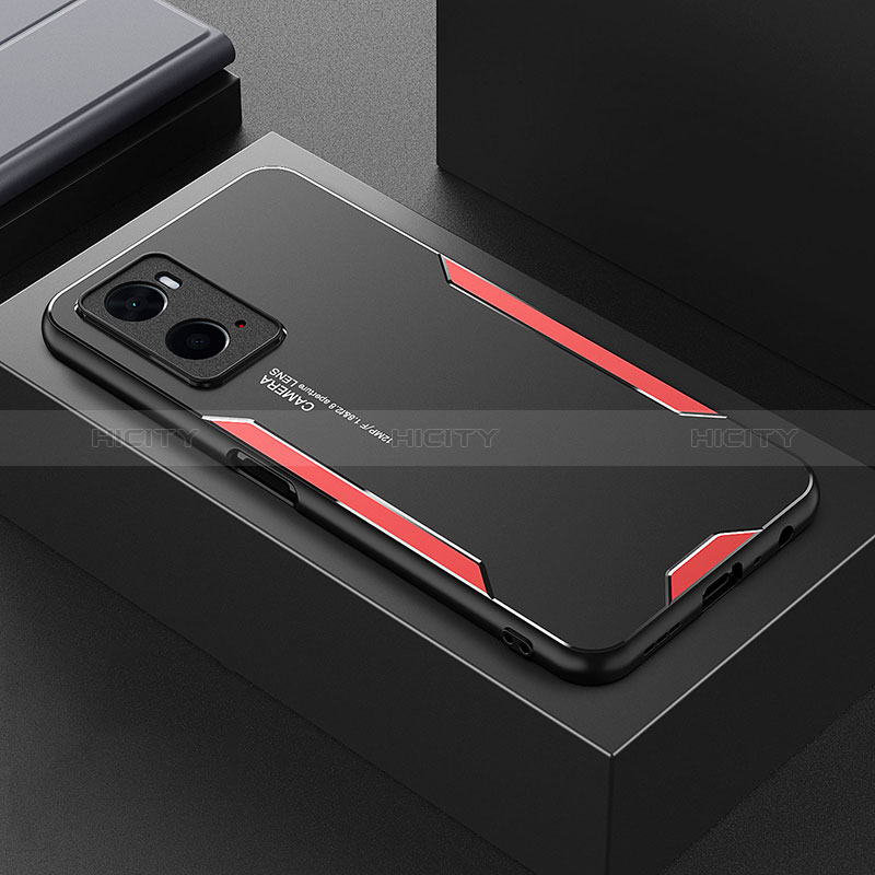 Custodia Lusso Alluminio e Silicone Laterale Cover per Oppo A76 Rosso