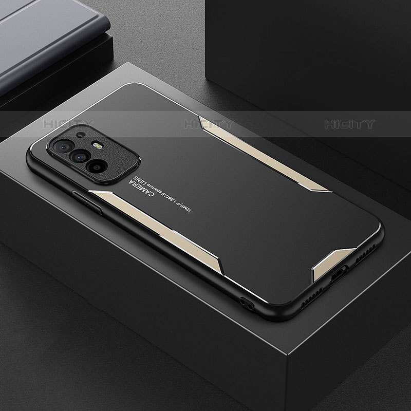 Custodia Lusso Alluminio e Silicone Laterale Cover per Oppo F19 Pro+ Plus 5G Oro