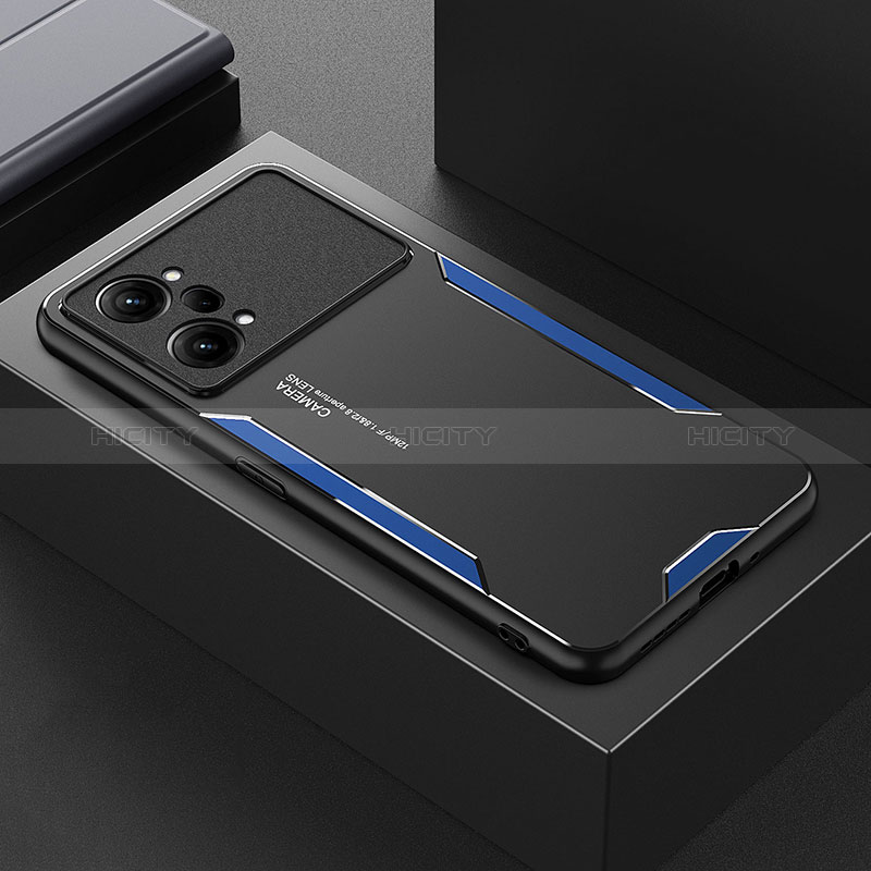 Custodia Lusso Alluminio e Silicone Laterale Cover per Oppo K10 Pro 5G Blu