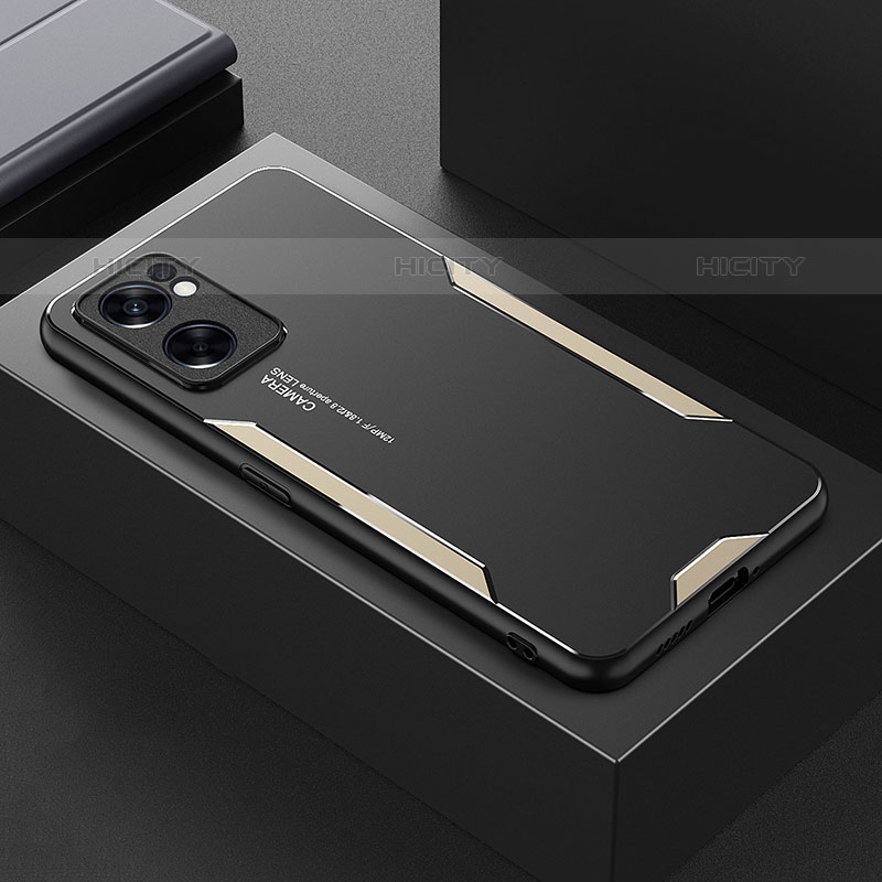 Custodia Lusso Alluminio e Silicone Laterale Cover per Oppo Reno7 SE 5G Oro