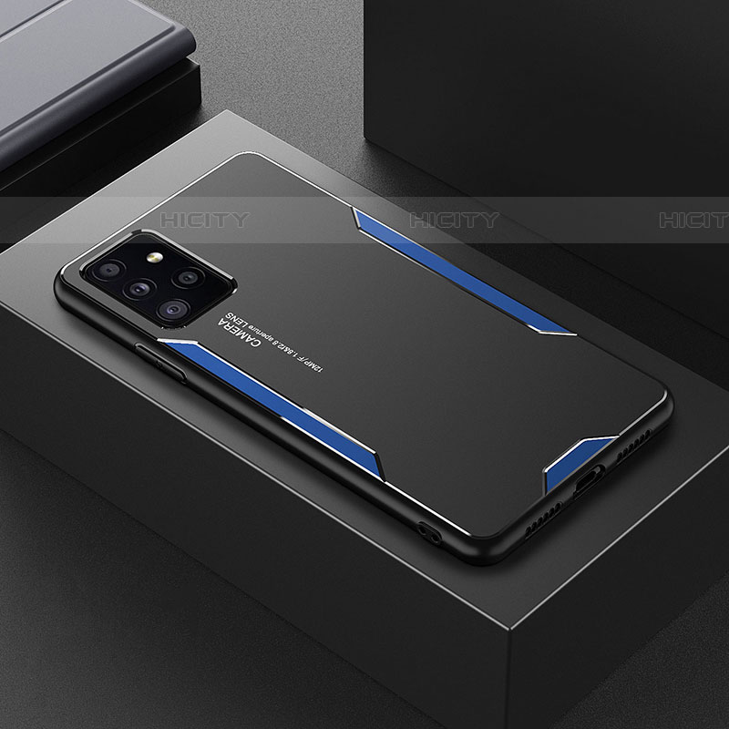 Custodia Lusso Alluminio e Silicone Laterale Cover per Samsung Galaxy A72 4G Blu