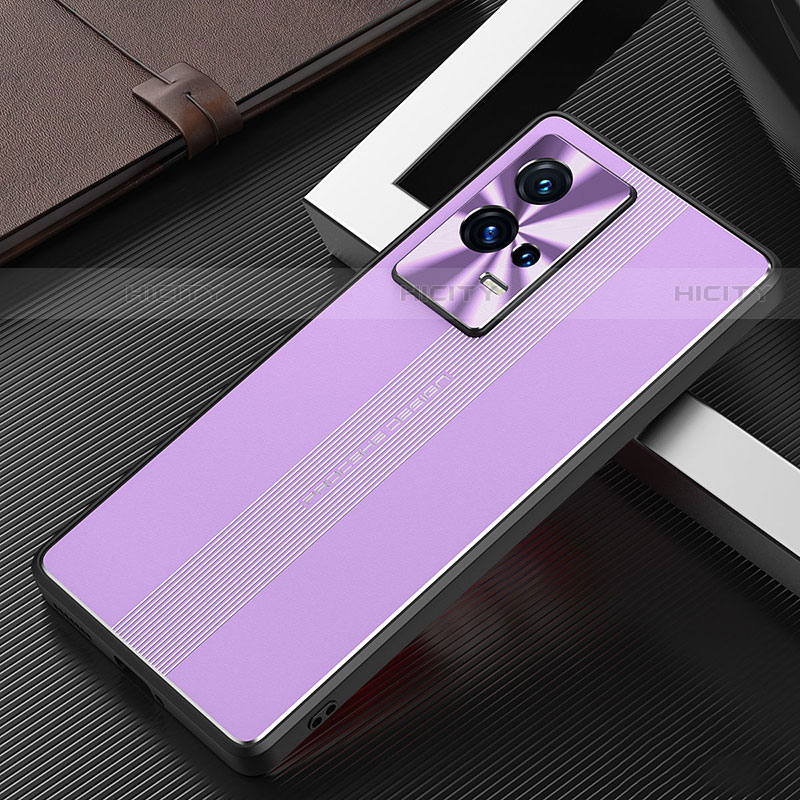 Custodia Lusso Alluminio e Silicone Laterale Cover per Vivo iQOO 8 Pro 5G Viola