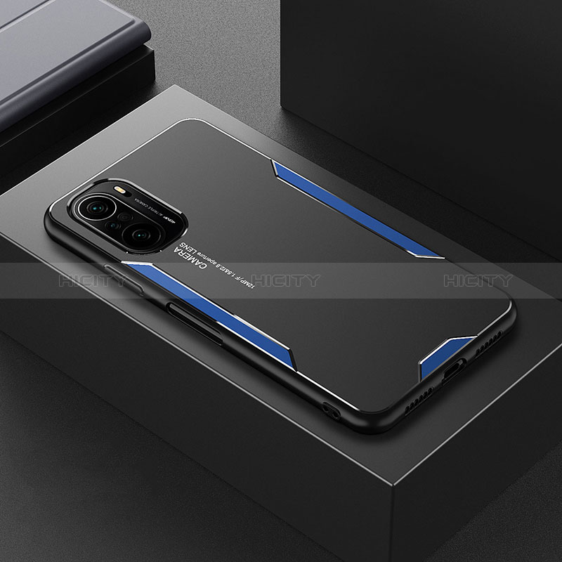 Custodia Lusso Alluminio e Silicone Laterale Cover per Xiaomi Poco F3 5G Blu