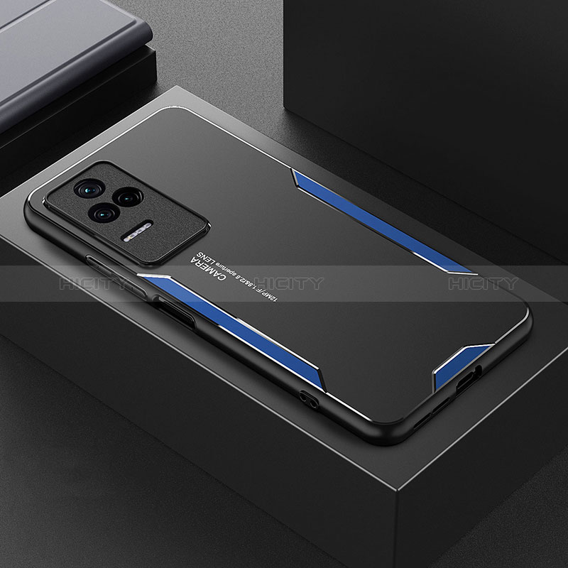 Custodia Lusso Alluminio e Silicone Laterale Cover per Xiaomi Poco F4 5G Blu