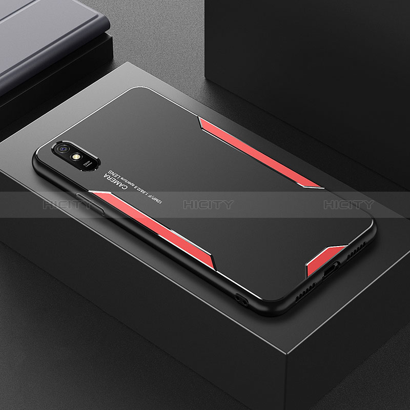 Custodia Lusso Alluminio e Silicone Laterale Cover per Xiaomi Redmi 9i Rosso