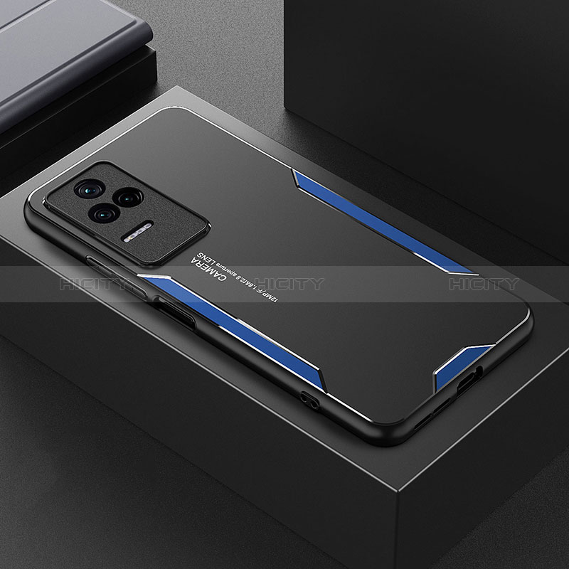 Custodia Lusso Alluminio e Silicone Laterale Cover per Xiaomi Redmi K50 Pro 5G Blu