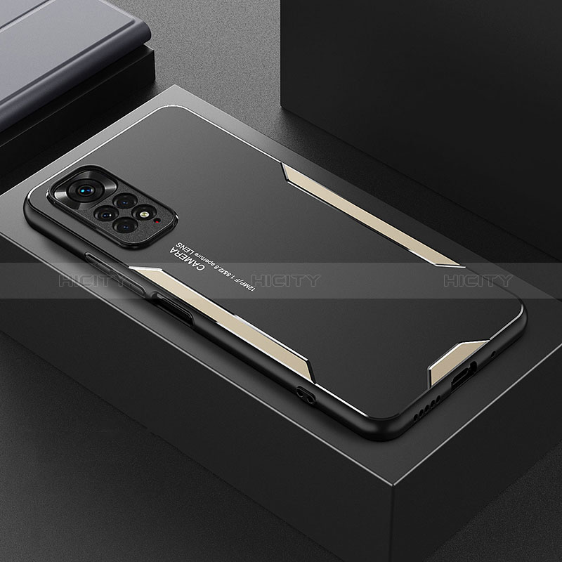 Custodia Lusso Alluminio e Silicone Laterale Cover per Xiaomi Redmi Note 11 4G (2022) Oro