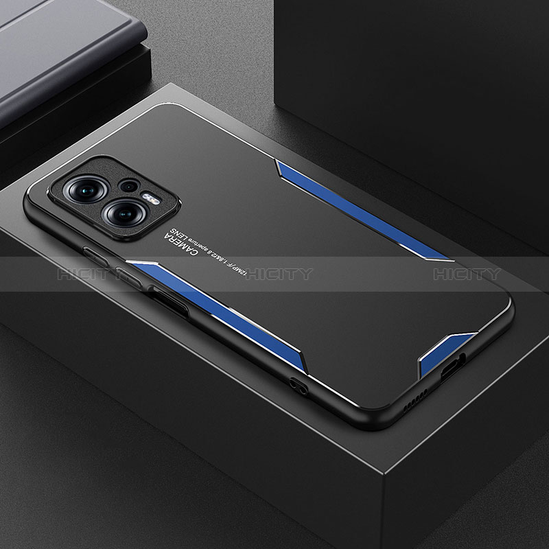Custodia Lusso Alluminio e Silicone Laterale Cover per Xiaomi Redmi Note 11T Pro+ Plus 5G Blu