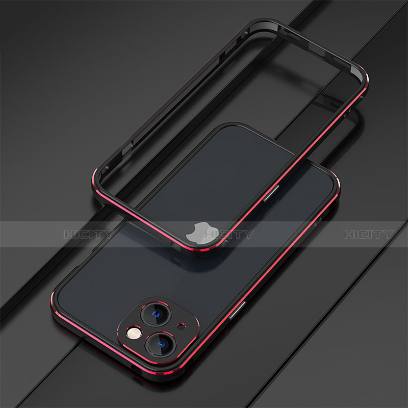 Custodia Lusso Alluminio Laterale Cover A01 per Apple iPhone 13 Rosso e Nero