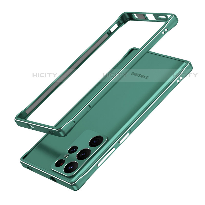 Custodia Lusso Alluminio Laterale Cover A01 per Samsung Galaxy S22 Ultra 5G Verde