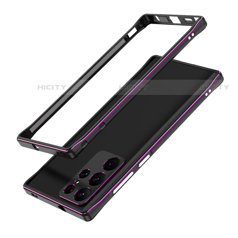 Custodia Lusso Alluminio Laterale Cover A01 per Samsung Galaxy S22 Ultra 5G Viola