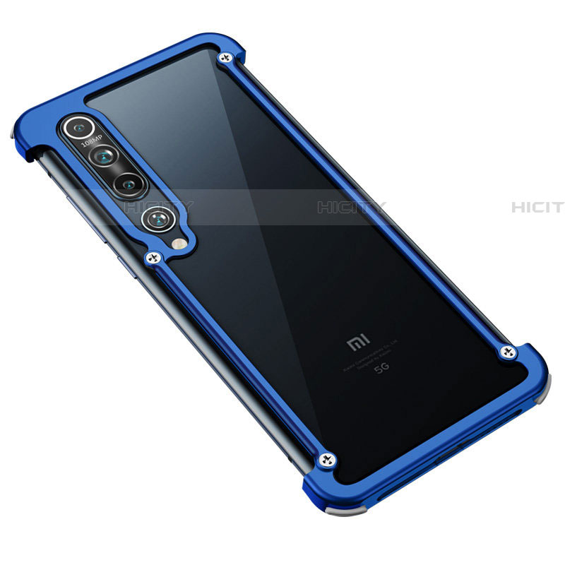 Custodia Lusso Alluminio Laterale Cover A01 per Xiaomi Mi 10 Blu