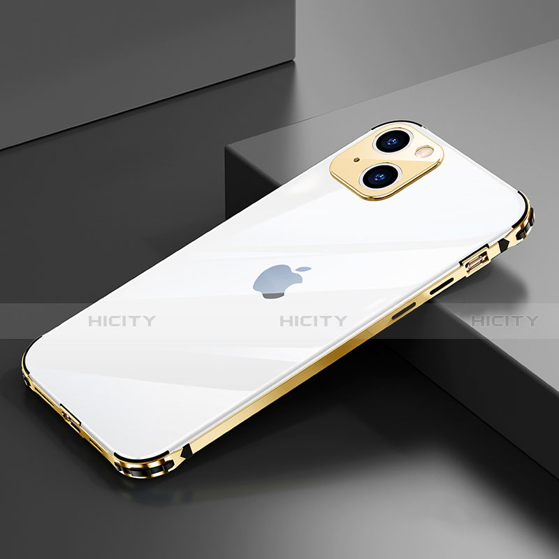 Custodia Lusso Alluminio Laterale Cover A06 per Apple iPhone 13 Mini Oro