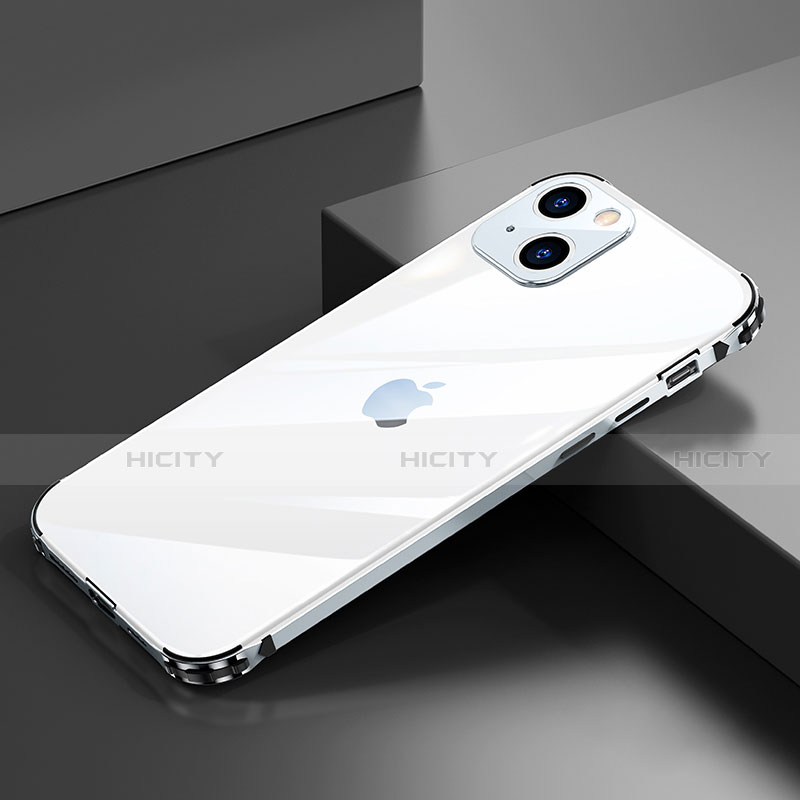 Custodia Lusso Alluminio Laterale Cover A06 per Apple iPhone 14 Plus Argento