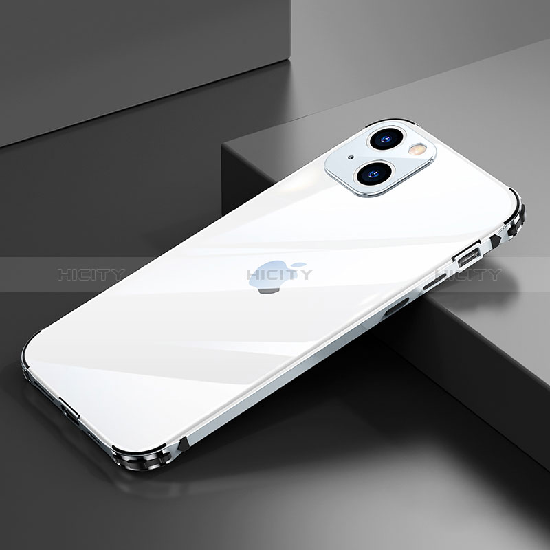 Custodia Lusso Alluminio Laterale Cover A06 per Apple iPhone 15 Argento