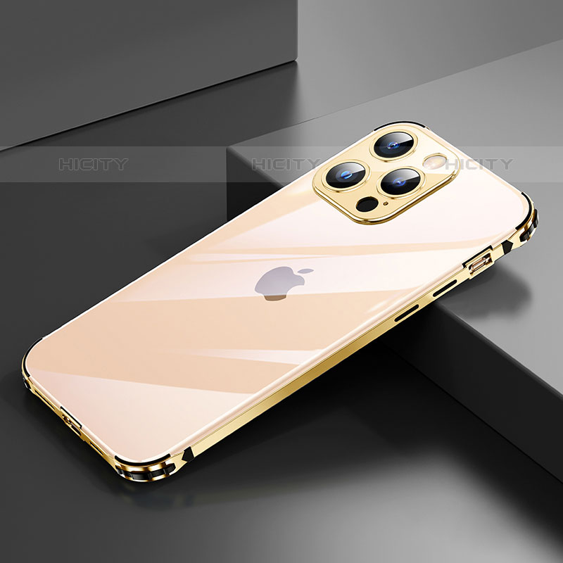 Custodia Lusso Alluminio Laterale Cover A06 per Apple iPhone 16 Pro Max Oro