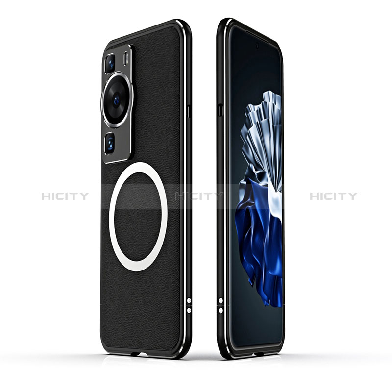 Custodia Lusso Alluminio Laterale Cover con Mag-Safe Magnetic JZ1 per Huawei P60 Pro Nero