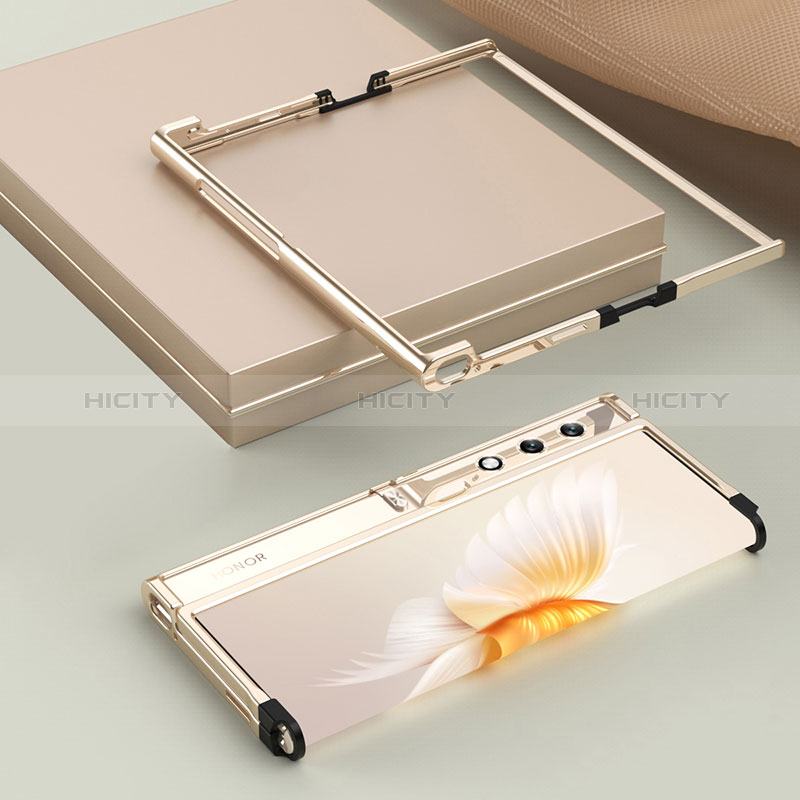 Custodia Lusso Alluminio Laterale Cover JZ1 per Huawei Honor V Purse 5G Oro