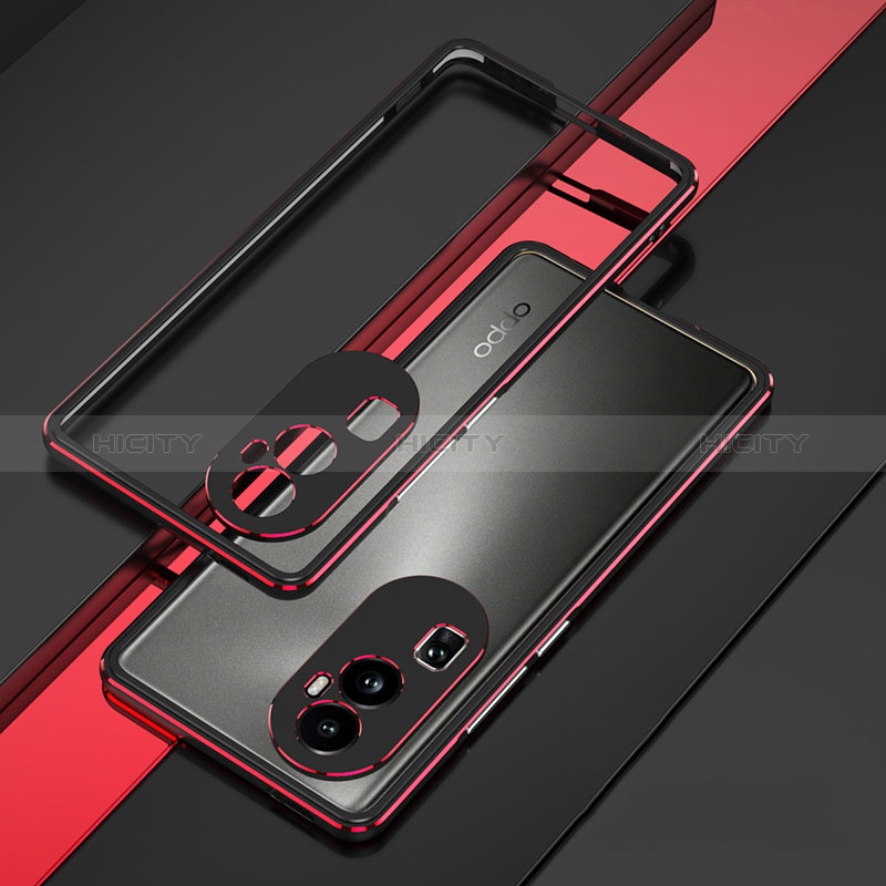 Custodia Lusso Alluminio Laterale Cover JZ1 per Oppo Reno10 Pro+ Plus 5G Rosso e Nero