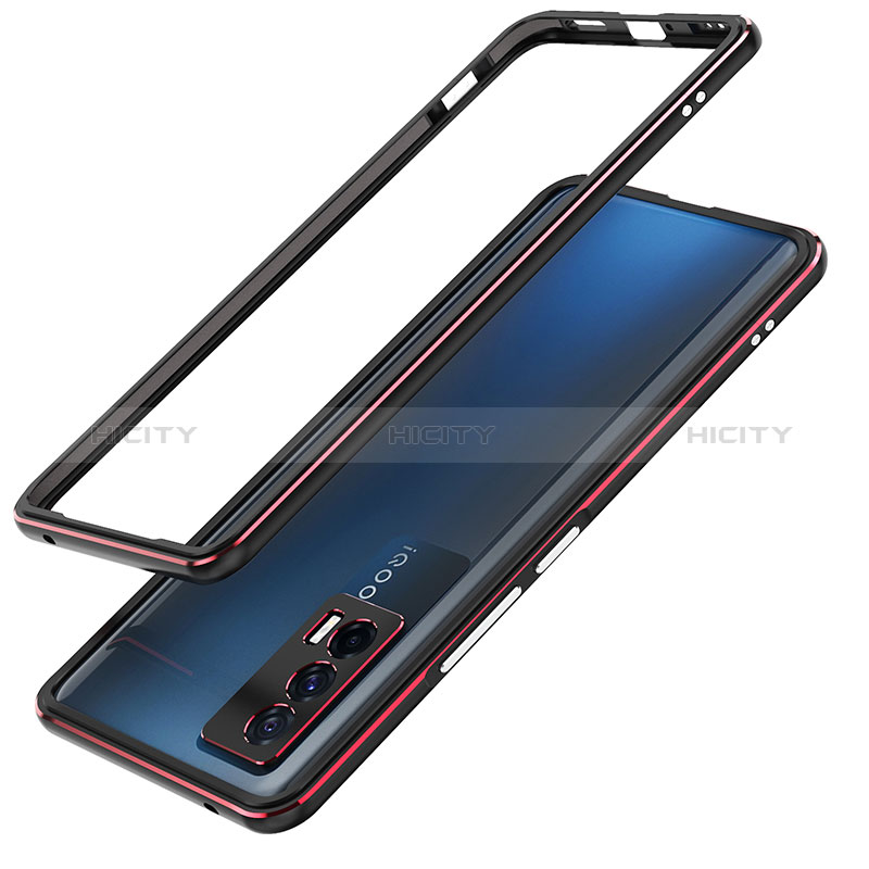 Custodia Lusso Alluminio Laterale Cover JZ1 per Vivo iQOO 7 India 5G Rosso e Nero