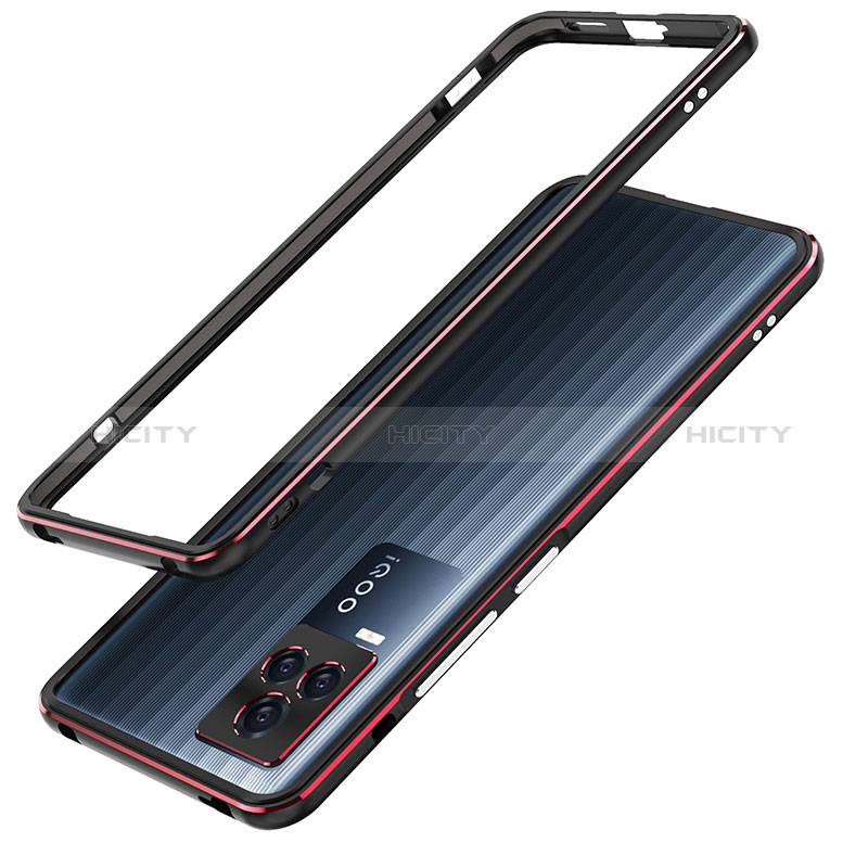 Custodia Lusso Alluminio Laterale Cover JZ1 per Vivo iQOO 7 Legend 5G Rosso e Nero