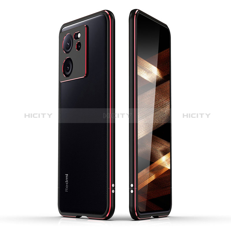 Custodia Lusso Alluminio Laterale Cover JZ1 per Xiaomi Mi 13T 5G Rosso e Nero