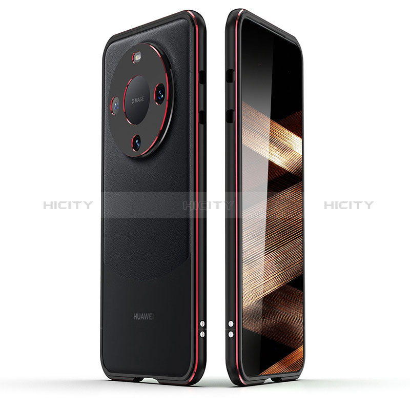 Custodia Lusso Alluminio Laterale Cover JZ2 per Huawei Mate 60 Pro Rosso e Nero