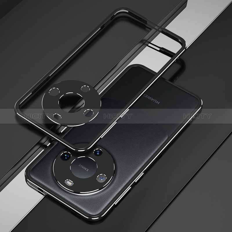 Custodia Lusso Alluminio Laterale Cover JZ4 per Huawei Mate 60 Pro Argento e Nero