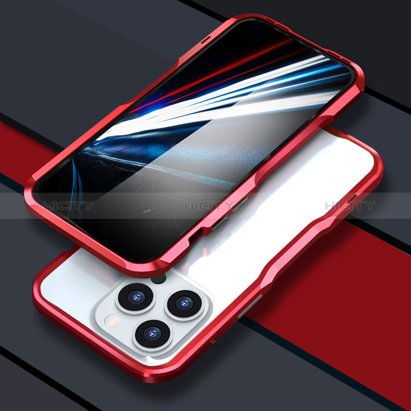 Custodia Lusso Alluminio Laterale Cover LF1 per Apple iPhone 14 Pro Max Rosso