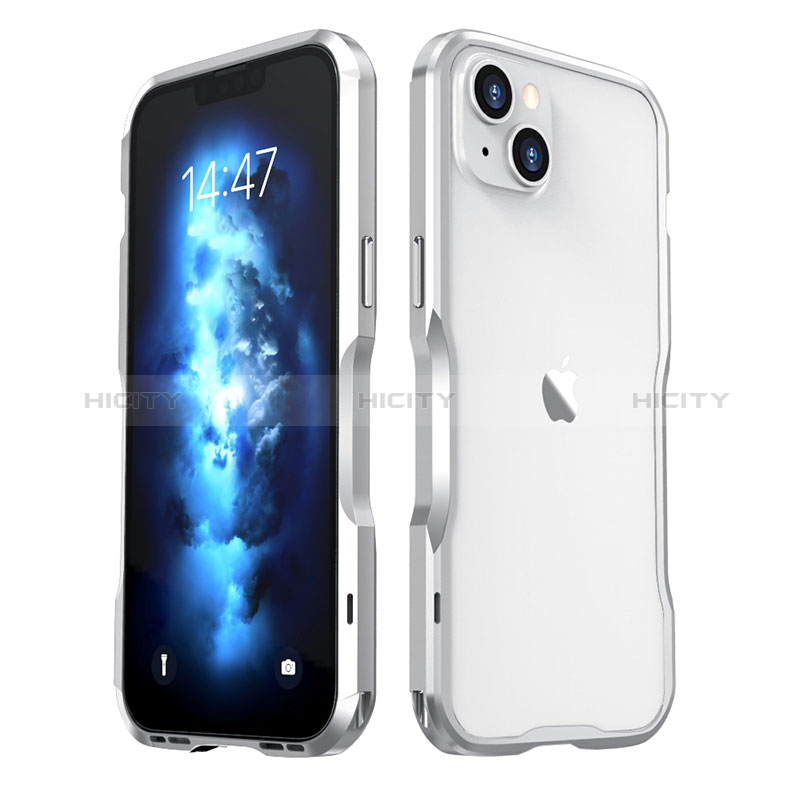 Custodia Lusso Alluminio Laterale Cover LF2 per Apple iPhone 14 Argento