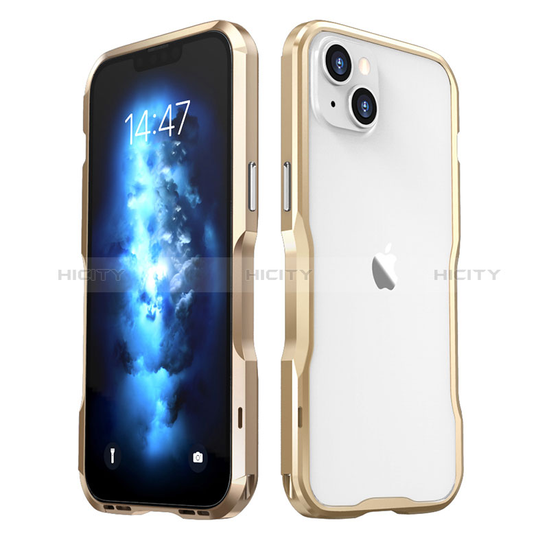 Custodia Lusso Alluminio Laterale Cover LF2 per Apple iPhone 14 Plus Oro